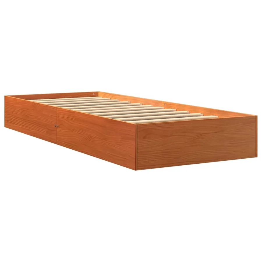 Cadre de lit sans matelas cire marron 90x190 cm bois pin massif - 3