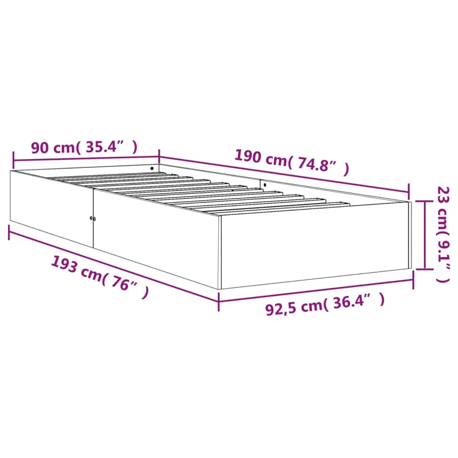 Cadre de lit sans matelas cire marron 90x190 cm bois pin massif - 8