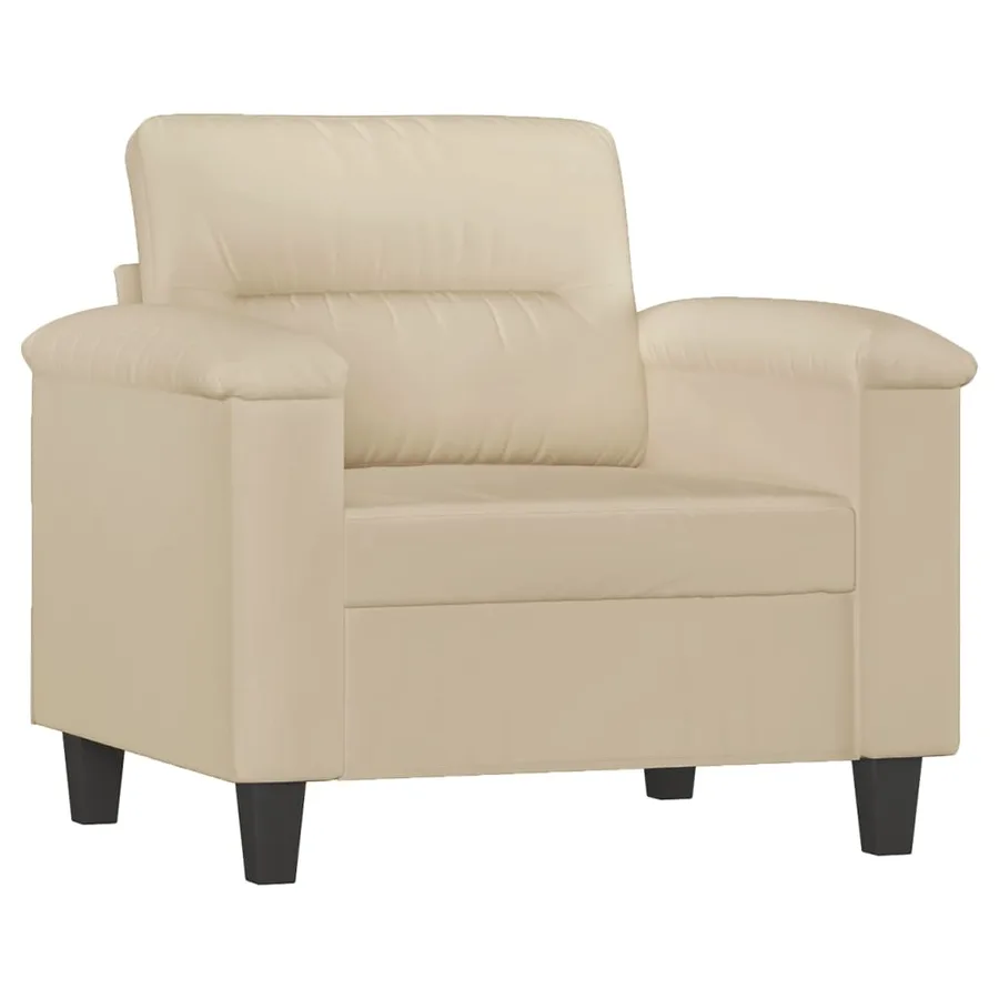 Ensemble de canapés 4 pcs avec coussins Crème Tissu microfibre - 3