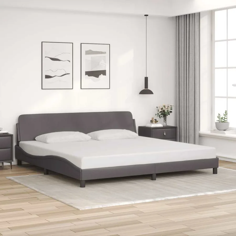 Cadre de lit Dover gris 200x200 cm similicuir