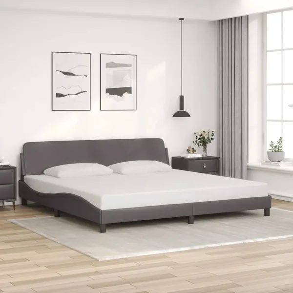 Cadre de lit Dover gris 200x200 cm similicuir
