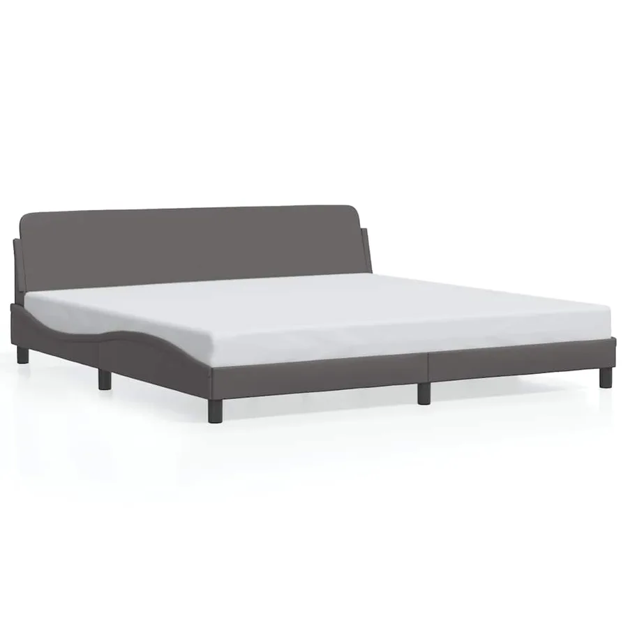 Cadre de lit Dover gris 200x200 cm similicuir - 2