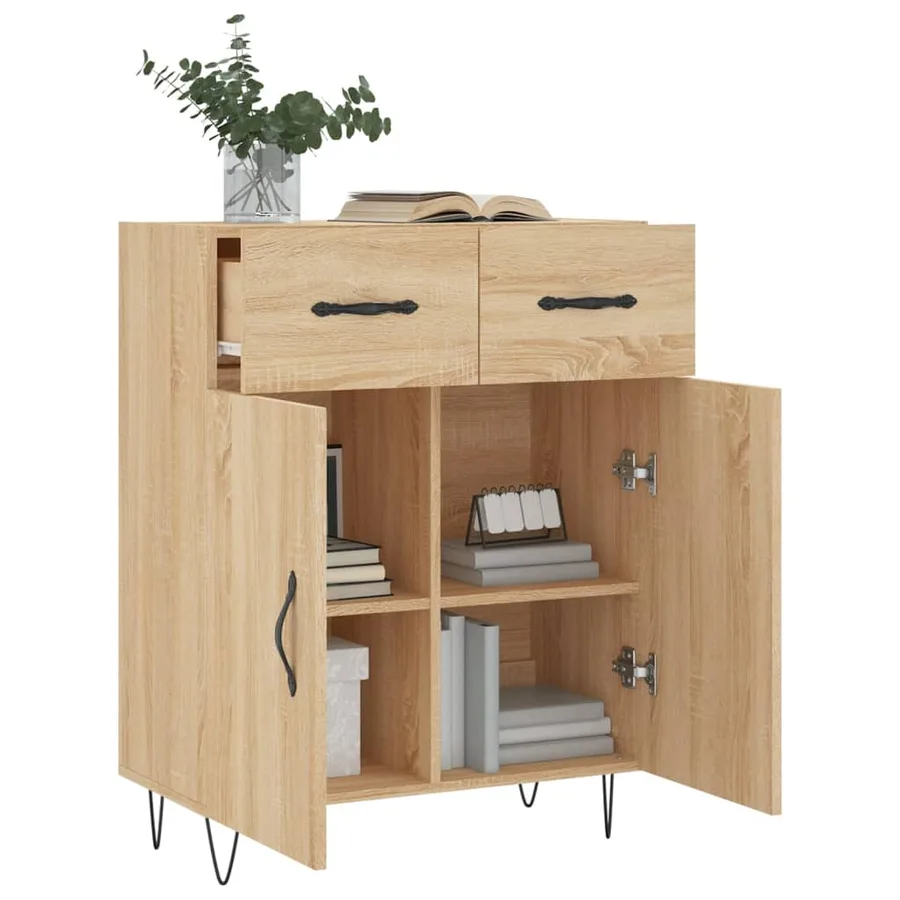 Buffet chêne sonoma 69,5x34x90 cm bois d'ingénierie - 4