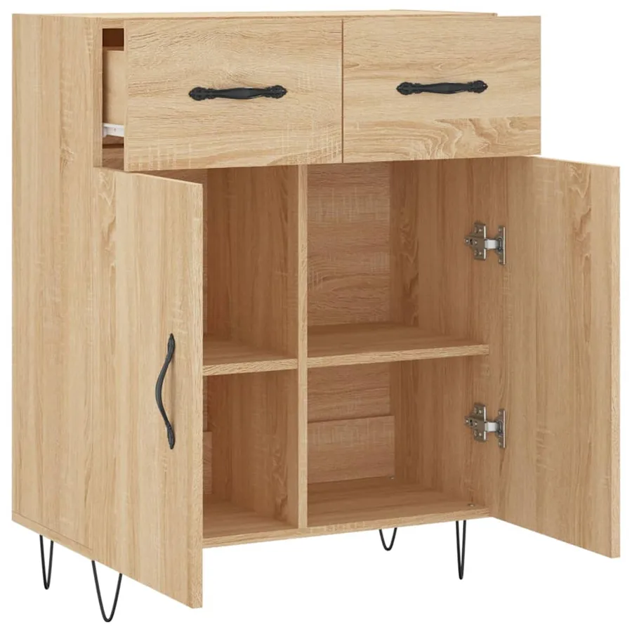 Buffet chêne sonoma 69,5x34x90 cm bois d'ingénierie - 5