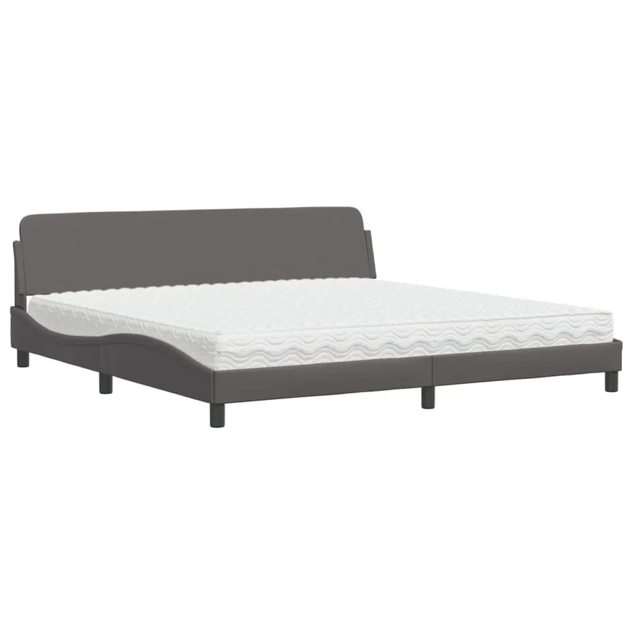 Lit avec matelas Dover gris 200x200 cm similicuir - 2