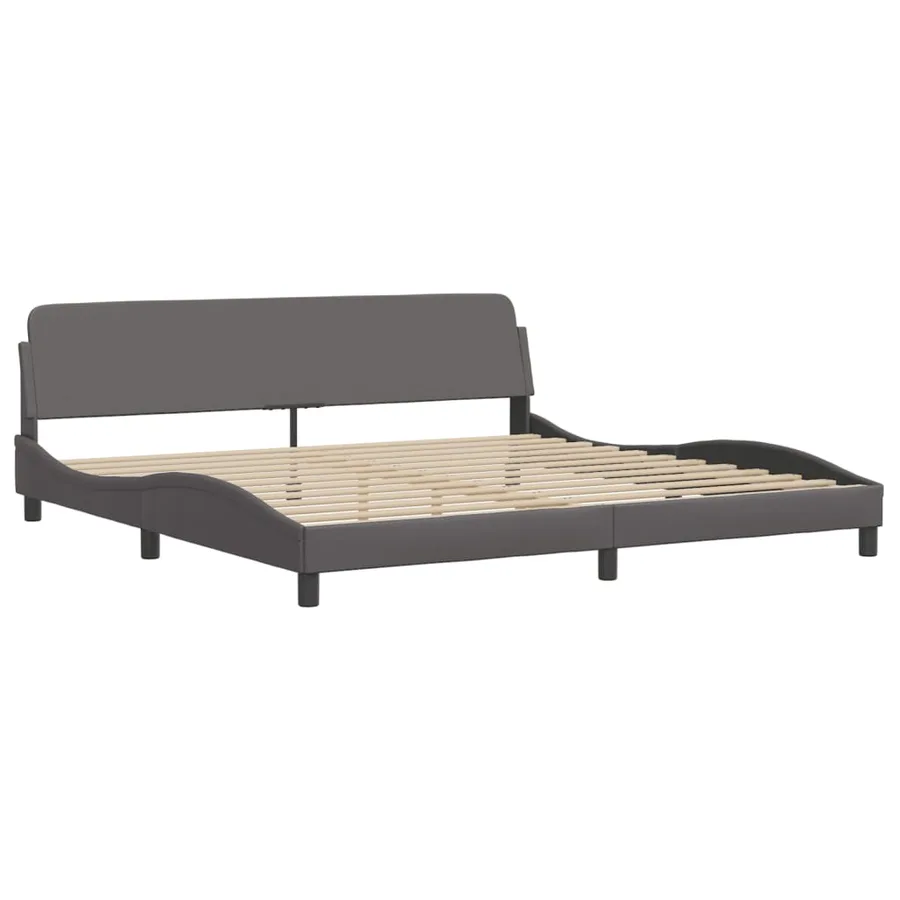 Lit avec matelas Dover gris 200x200 cm similicuir - 4