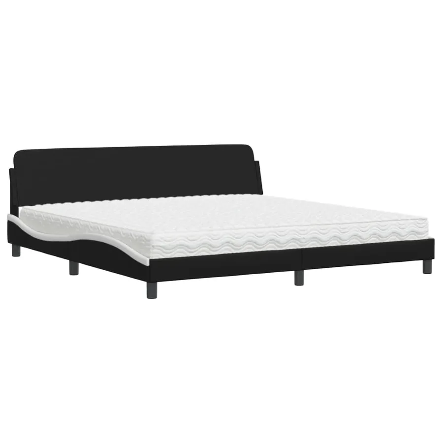Lit avec matelas Dover noir et blanc 200x200 cm similicuir - 2