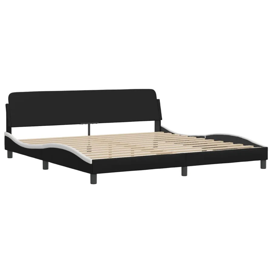 Lit avec matelas Dover noir et blanc 200x200 cm similicuir - 4