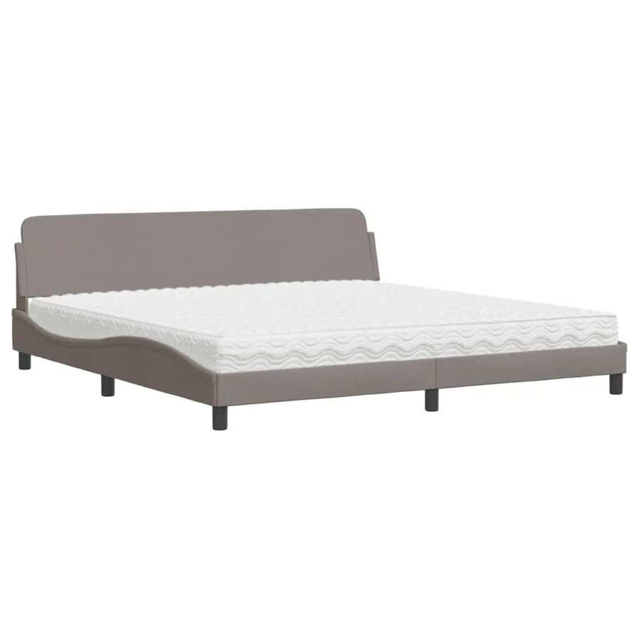 Lit avec matelas Dover taupe 200x200 cm tissu - 2