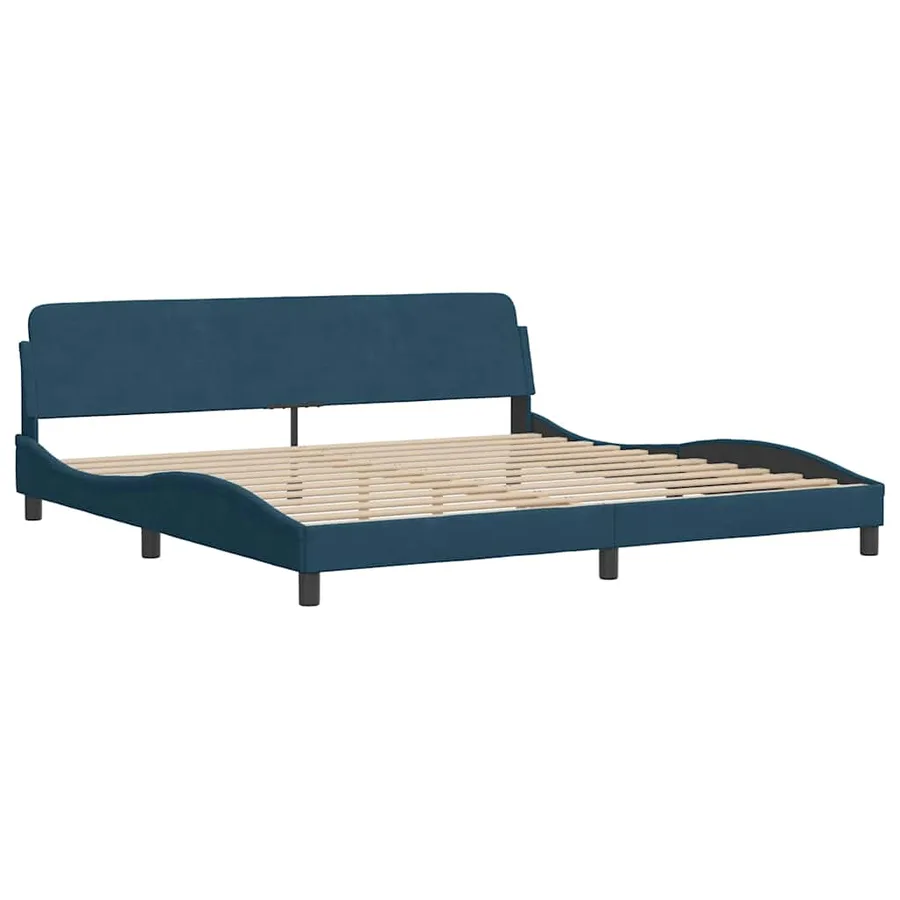 Cadre de lit Dover bleu 200x200 cm velours - 2
