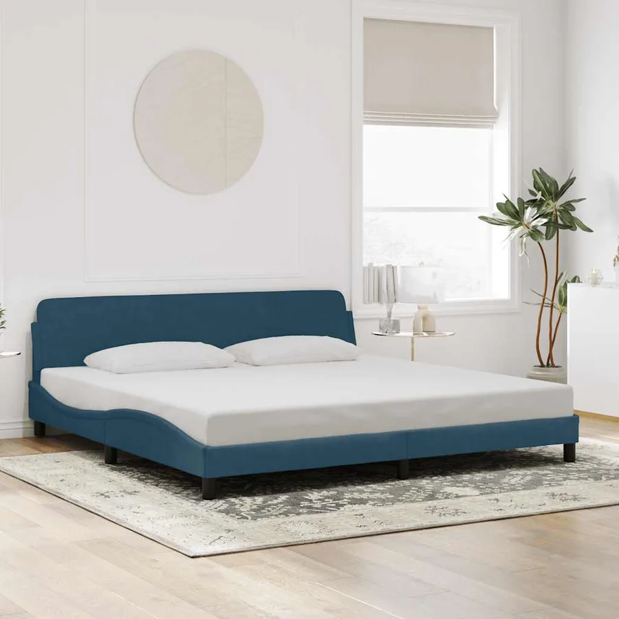 Cadre de lit Dover bleu 200x200 cm velours - 3