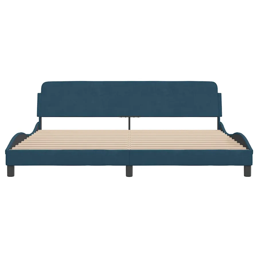 Cadre de lit Dover bleu 200x200 cm velours - 4