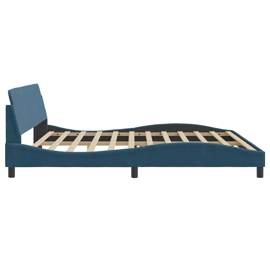Cadre de lit Dover bleu 200x200 cm velours - 5