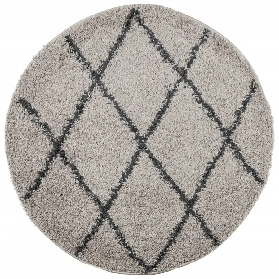 Tapis shaggy à poils longs moderne beige et anthracite Ø 100 cm - 2