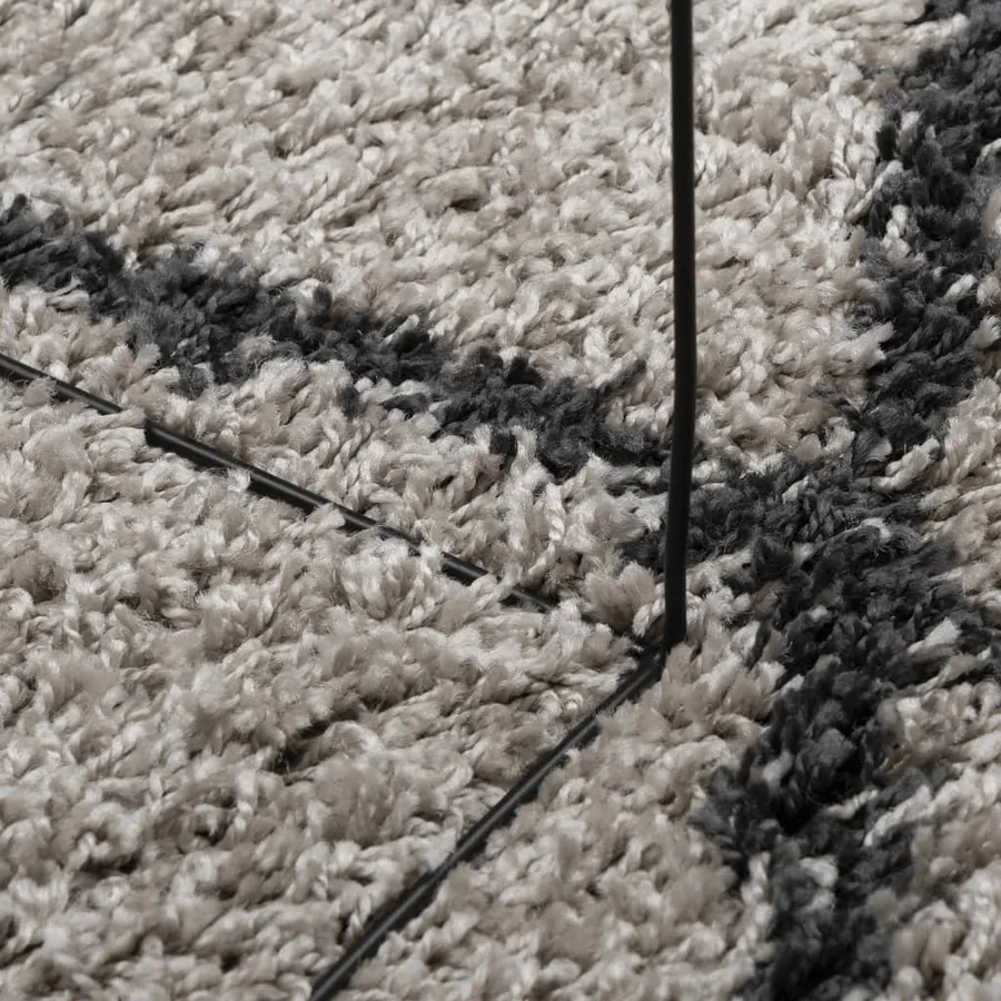 Tapis shaggy à poils longs moderne beige et anthracite Ø 100 cm - 8