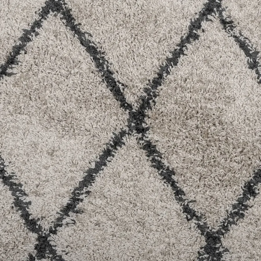 Tapis shaggy à poils longs moderne beige et anthracite Ø 100 cm - 9