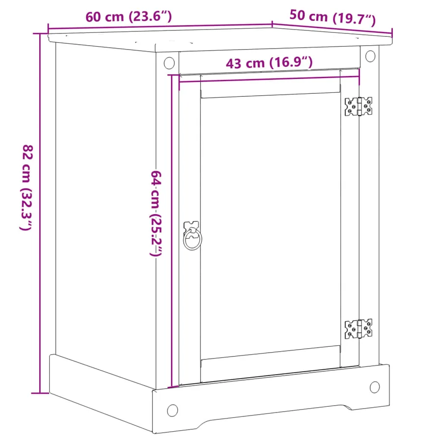 Meuble HiFi Corona 60x50x82 cm bois de pin massif - 9