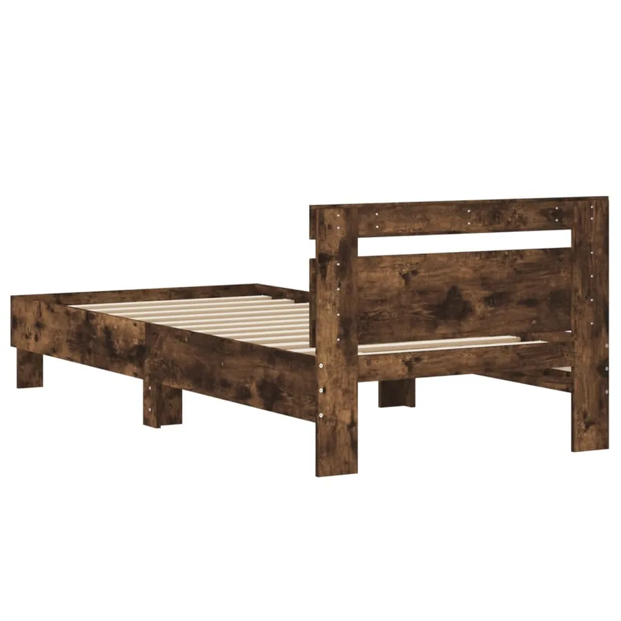 Cadre de lit sans matelas avec tête de lit chêne fumé 75x190 cm - 7