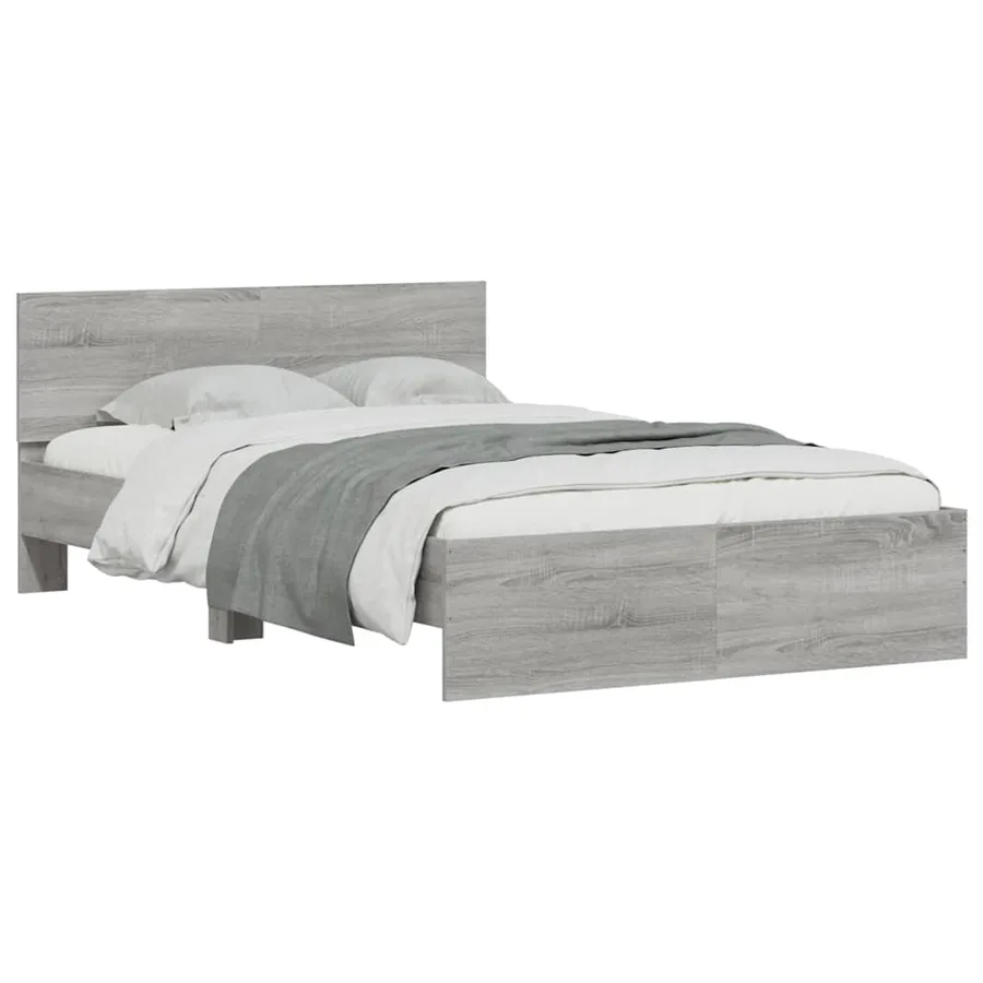 Cadre de lit avec tête de lit et LED sonoma gris 135x190 cm - 5