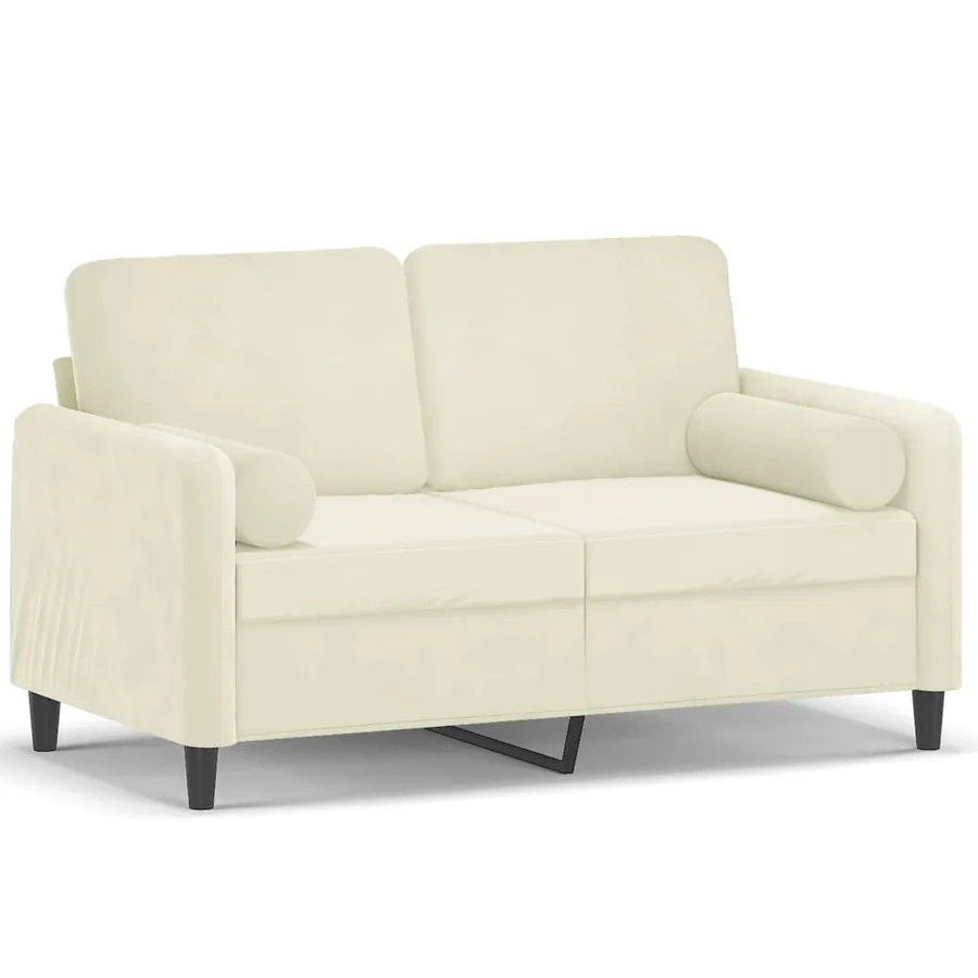 Canapé 2 places avec oreillers décoratifs crème 120 cm velours - 2