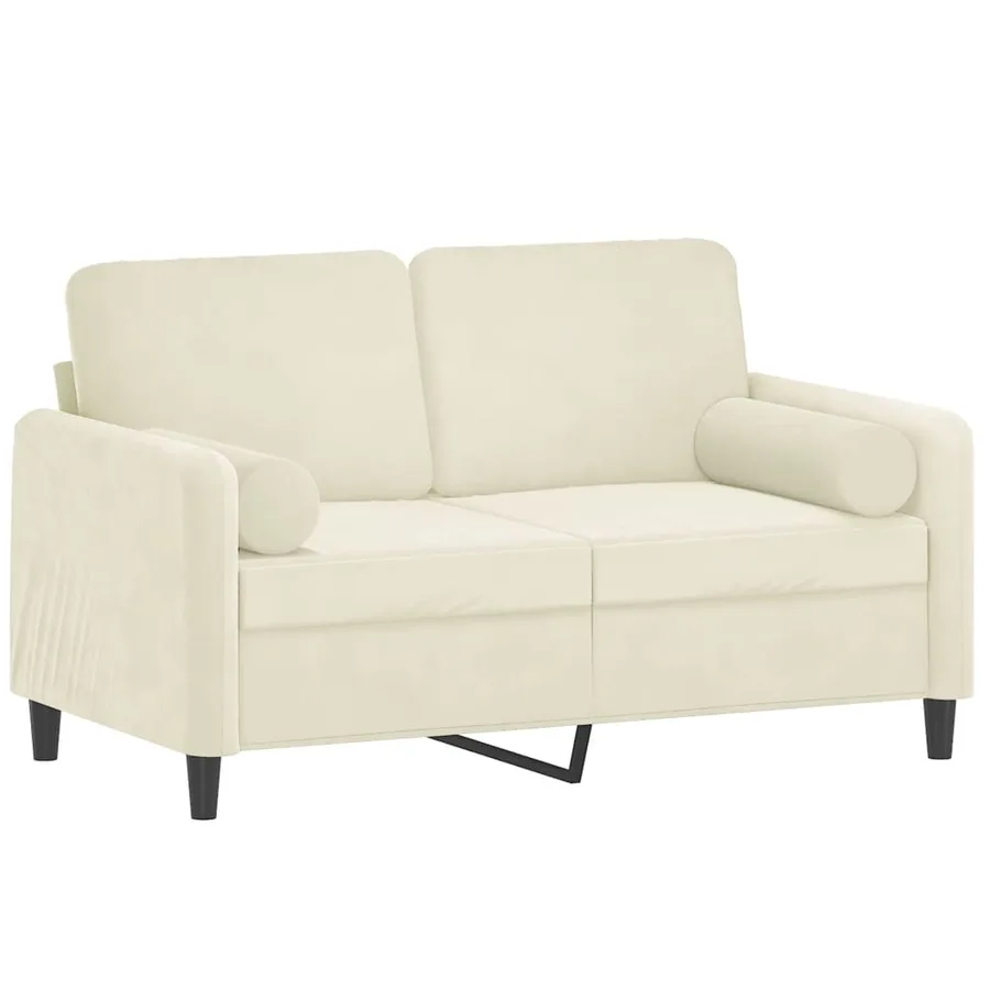 Canapé 2 places avec oreillers décoratifs crème 120 cm velours - 3