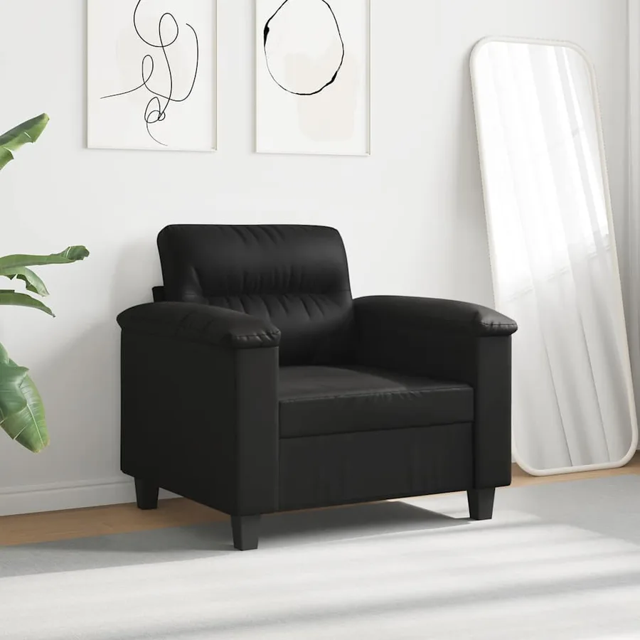 Chaise de canapé noir 60 cm tissu microfibre - 3