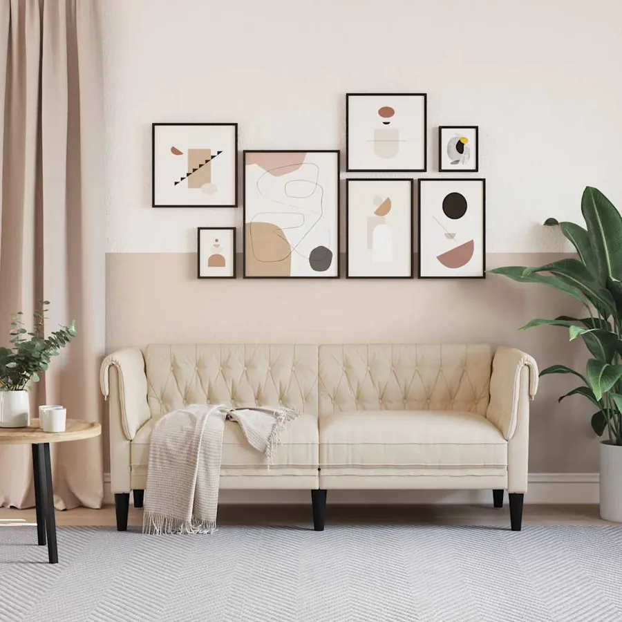 Canapé Chesterfield 2 places lin - 3