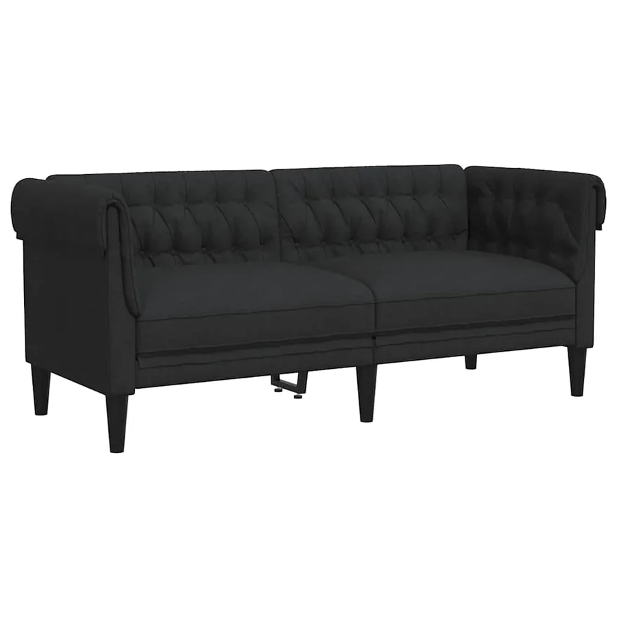 Canapé Chesterfield 2 places noir tissu - 2