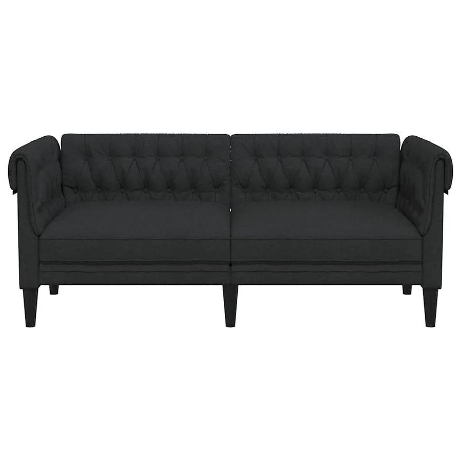 Canapé Chesterfield 2 places noir tissu - 4