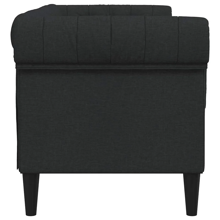 Canapé Chesterfield 2 places noir tissu - 5