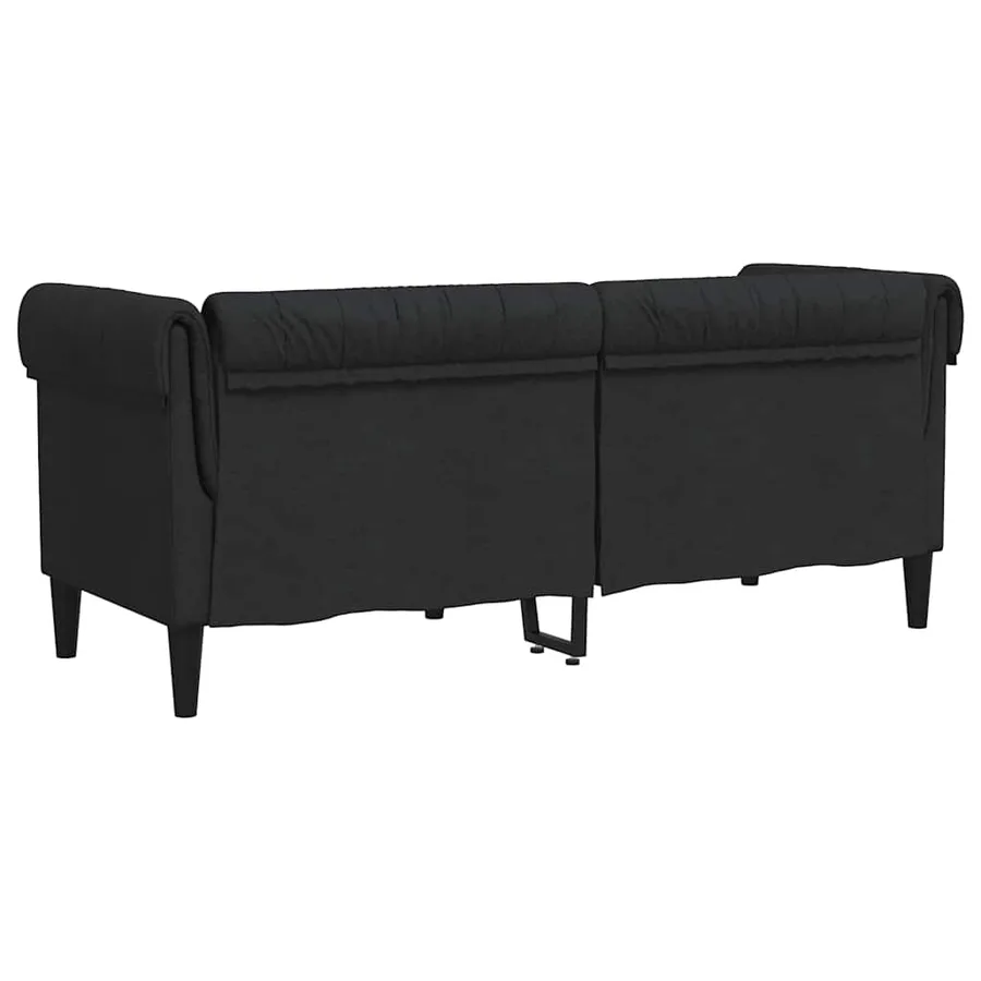 Canapé Chesterfield 2 places noir tissu - 6