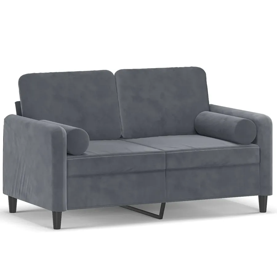 Canapé 2 places avec oreillers gris foncé 120 cm velours - 2