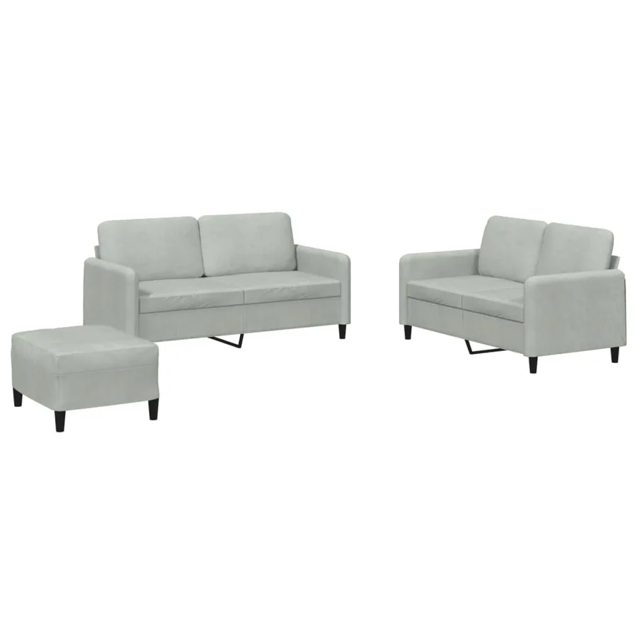 Ensemble de canapés 3 pcs gris clair velours - 2