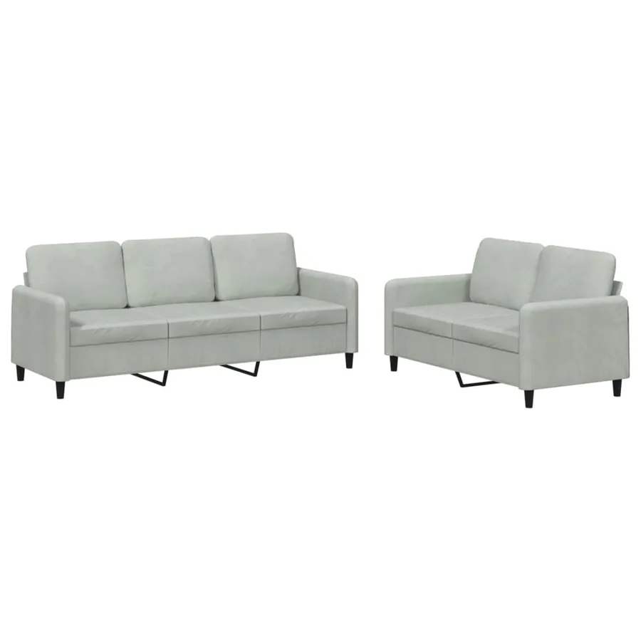 Ensemble de canapés 2 pcs gris clair velours - 2