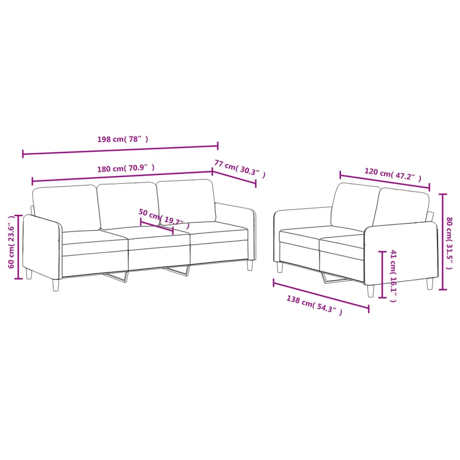 Ensemble de canapés 2 pcs gris clair velours - 7
