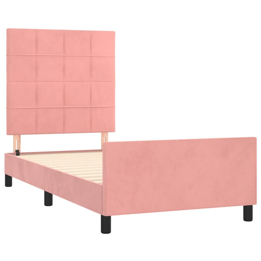 Cadre de lit sans matelas rose 80x200 cm velours - 4