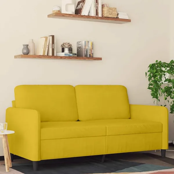 Canapé à 2 places Jaune 140 cm Velours
