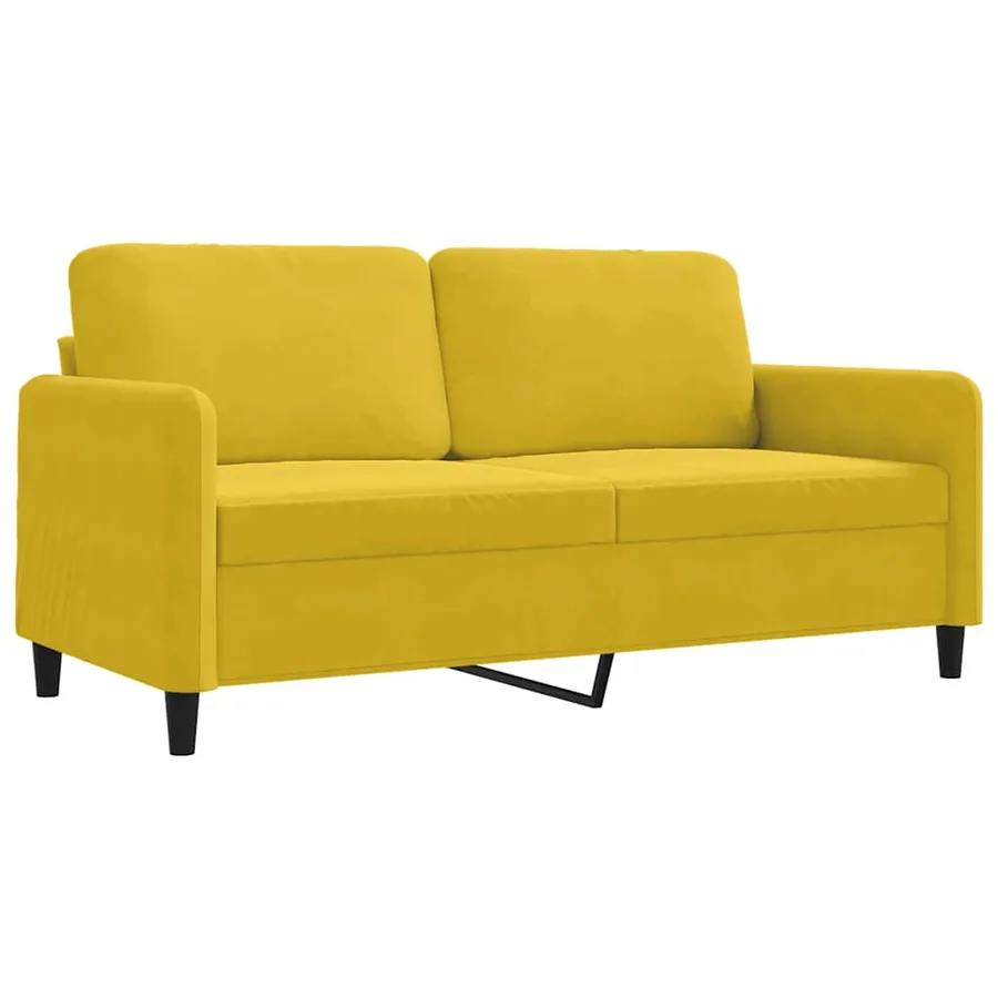 Canapé à 2 places Jaune 140 cm Velours - 2