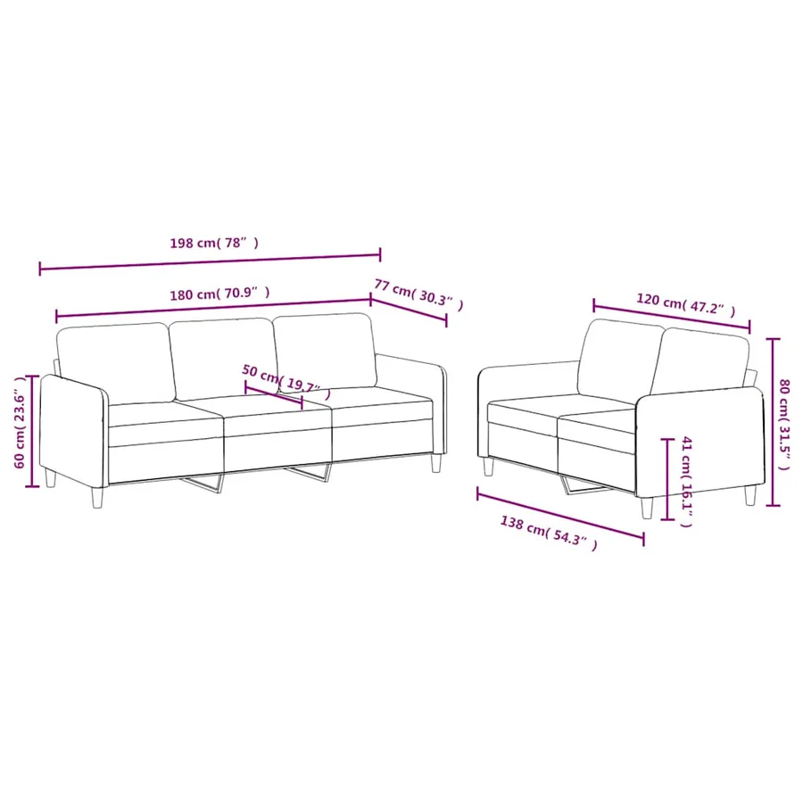 Ensemble de canapés 2 pcs marron velours - 7