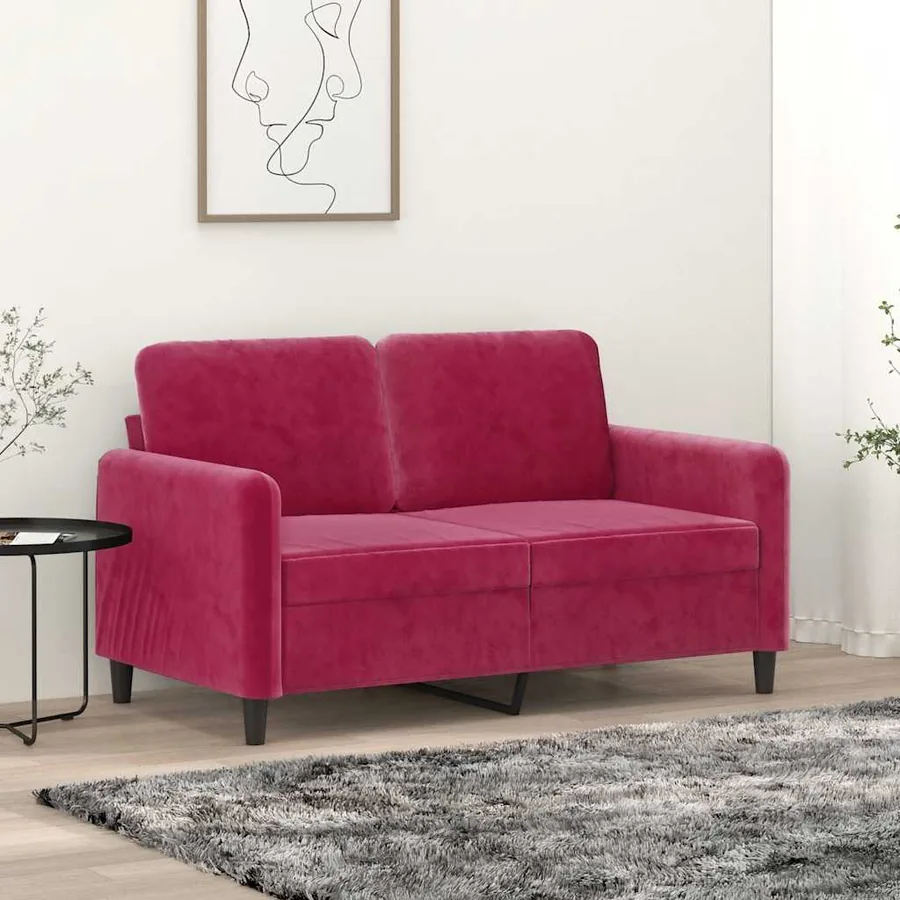 Canapé à 2 places Rouge bordeaux 120 cm Velours