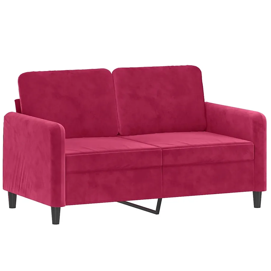 Canapé à 2 places Rouge bordeaux 120 cm Velours - 2