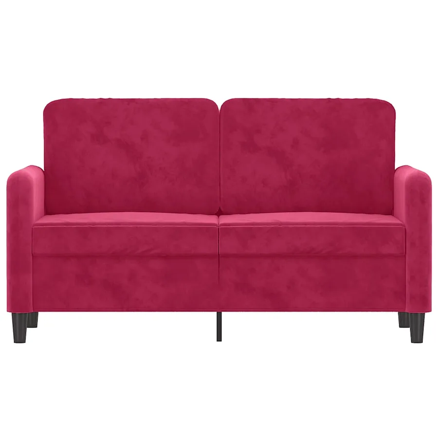 Canapé à 2 places Rouge bordeaux 120 cm Velours - 3