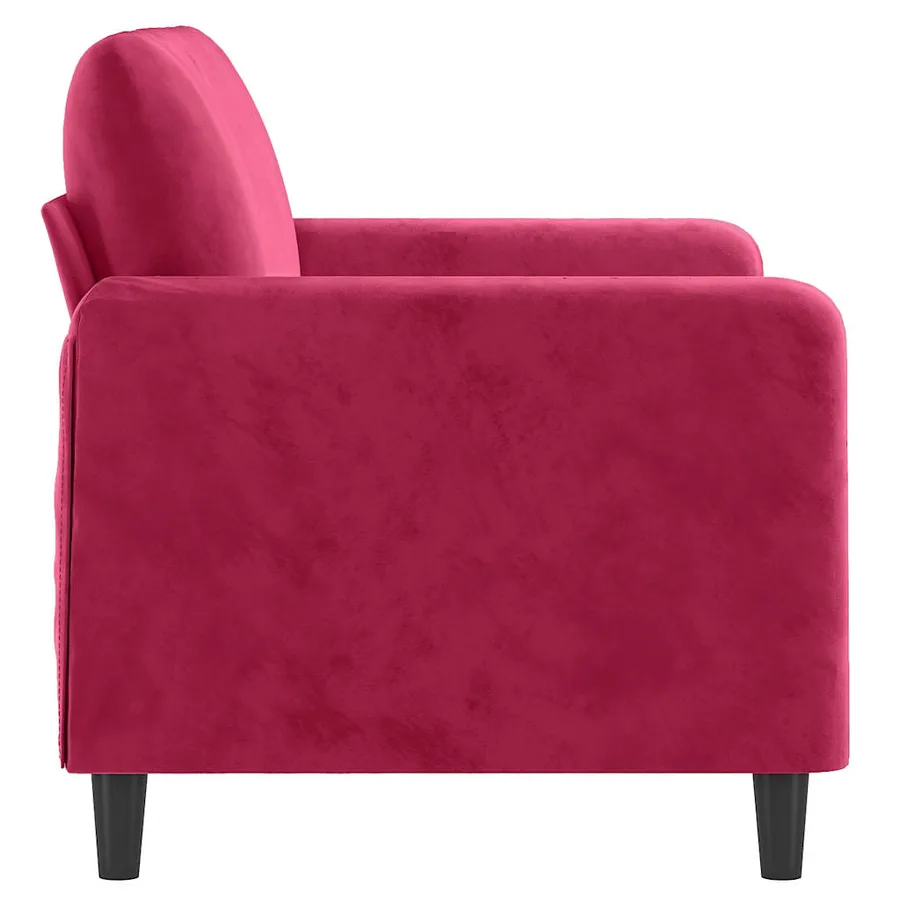 Canapé à 2 places Rouge bordeaux 120 cm Velours - 4