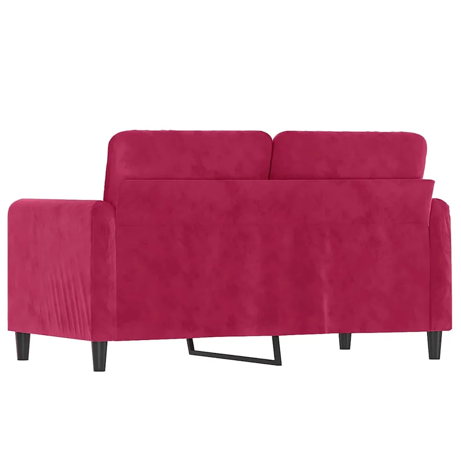 Canapé à 2 places Rouge bordeaux 120 cm Velours - 5