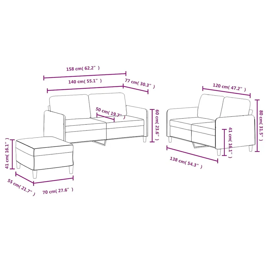 Ensemble de canapés 3 pcs jaune velours - 9