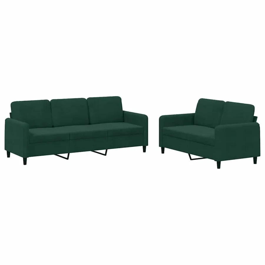 Ensemble de canapés 2 pcs vert foncé velours - 2