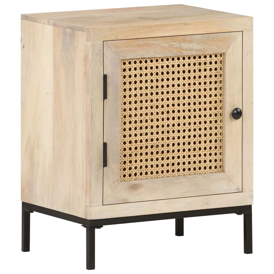Table de chevet 40x30x50 cm Bois de manguier et canne naturelle - 10