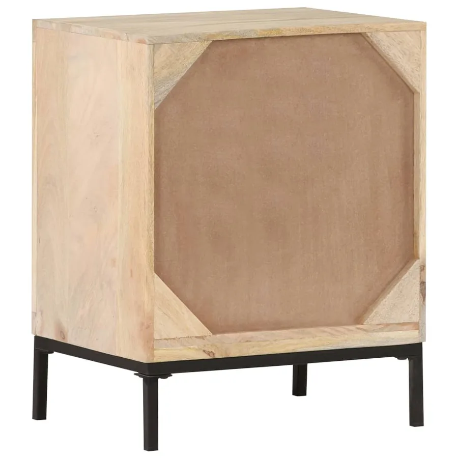 Table de chevet 40x30x50 cm Bois de manguier et canne naturelle - 4