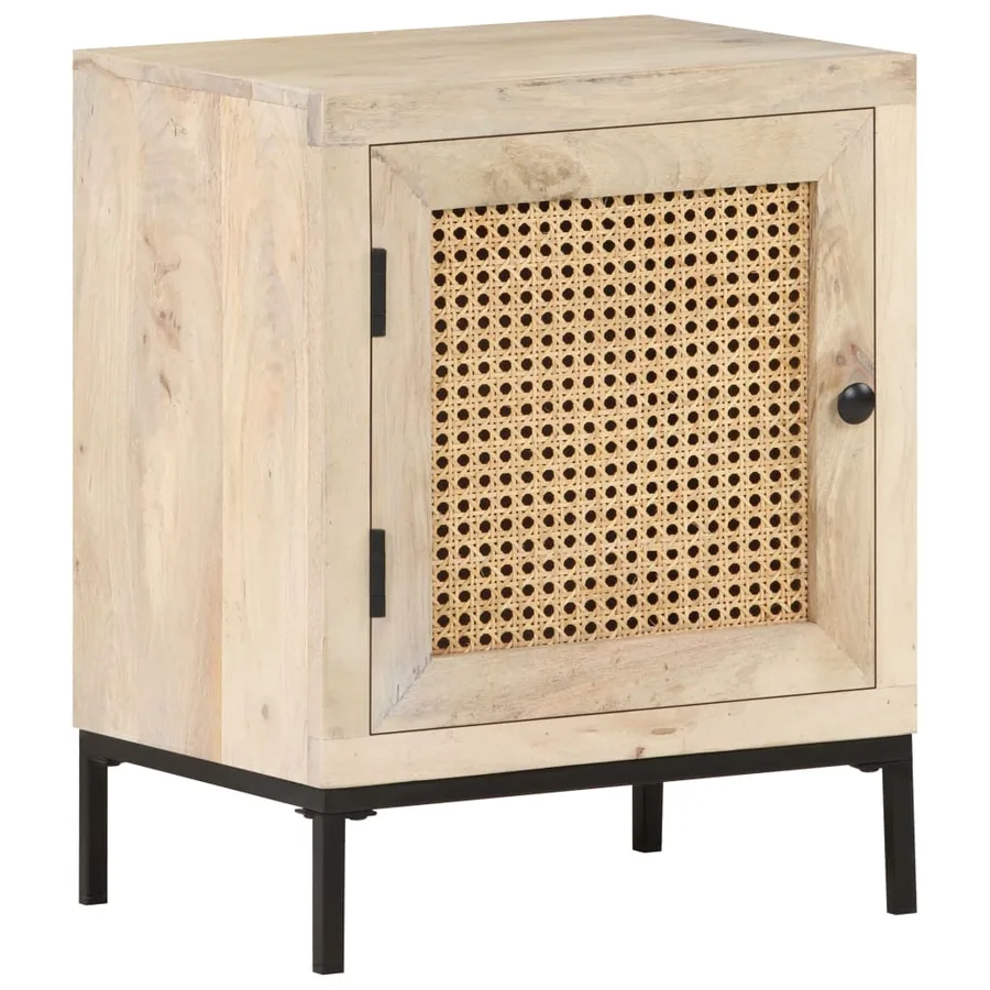 Table de chevet 40x30x50 cm Bois de manguier et canne naturelle - 8