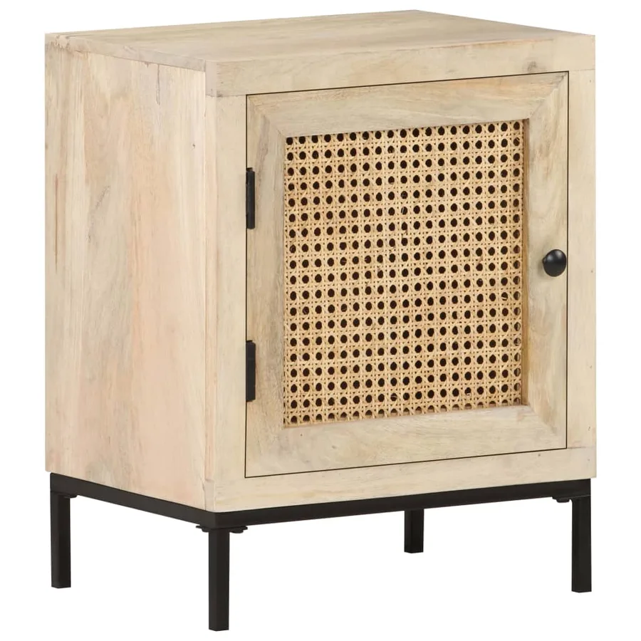Table de chevet 40x30x50 cm Bois de manguier et canne naturelle - 9